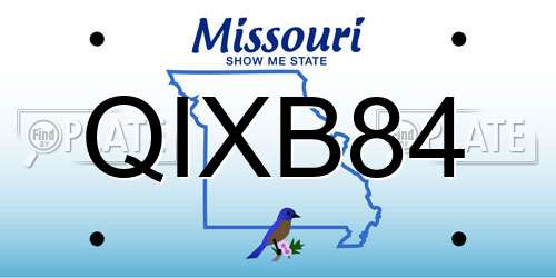 QIXB84 Missouri License Plate