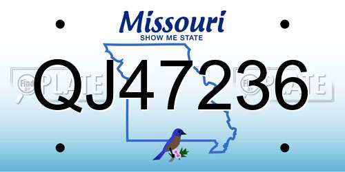 QJ47236 Missouri License Plate