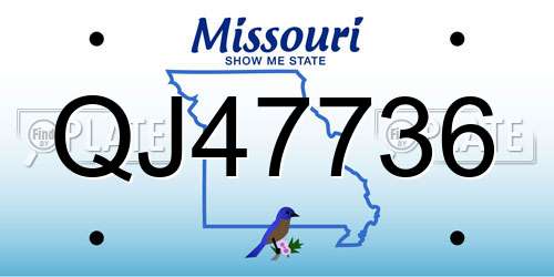 QJ47736 Missouri License Plate