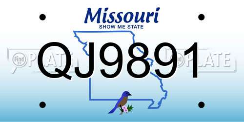QJ9891 Missouri License Plate