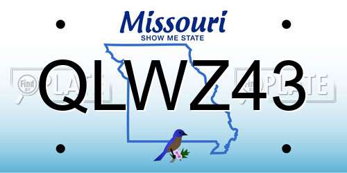 QLWZ43 Missouri License Plate