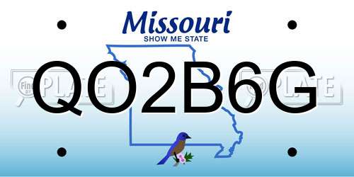 QO2B6G Missouri License Plate