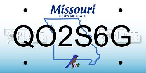 QO2S6G Missouri License Plate