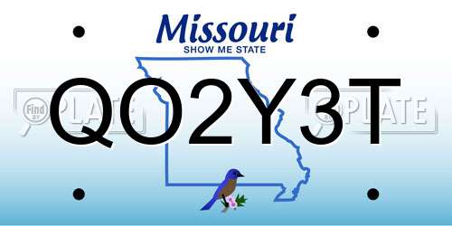 QO2Y3T Missouri License Plate