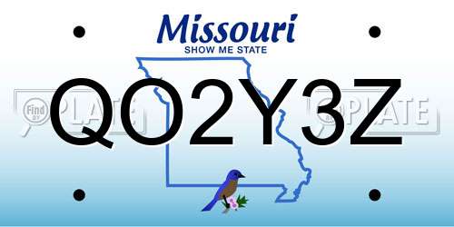 QO2Y3Z Missouri License Plate