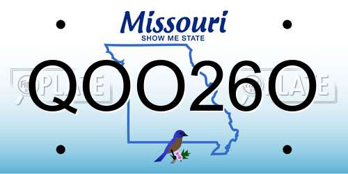 QOO26O Missouri License Plate