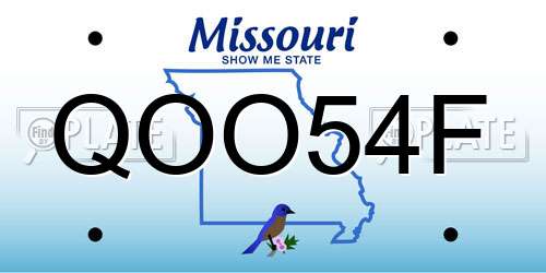 QOO54F Missouri License Plate