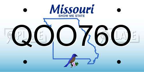 QOO76O Missouri License Plate