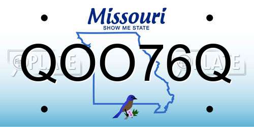 QOO76Q Missouri License Plate
