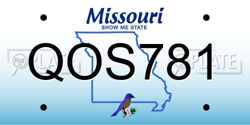 QOS781 Missouri License Plate