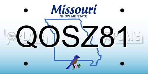 QOSZ81 Missouri License Plate