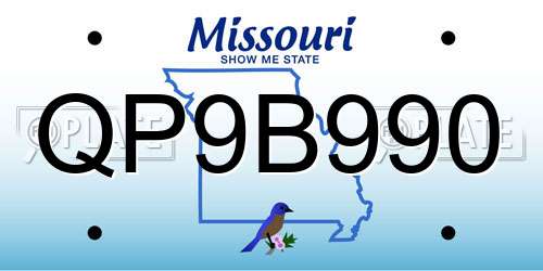QP9B990 Missouri License Plate
