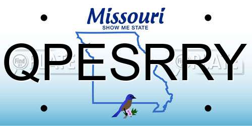QPESRRY Missouri License Plate