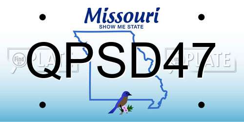 QPSD47 Missouri License Plate