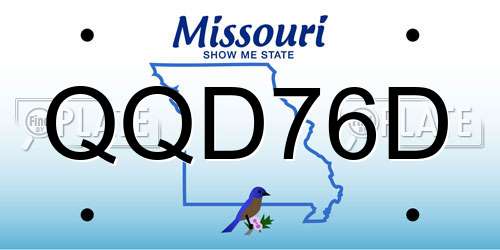 QQD76D Missouri License Plate