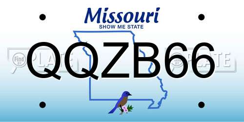 QQZB66 Missouri License Plate