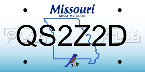 QS2Z2D Missouri License Plate