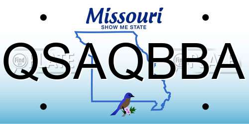 QSAQBBA Missouri License Plate