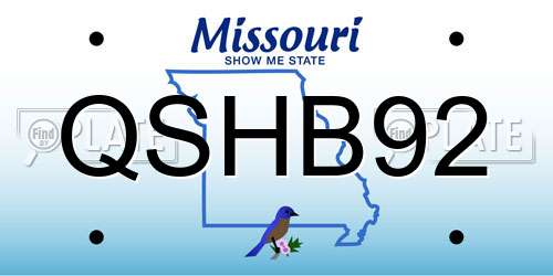 QSHB92 Missouri License Plate