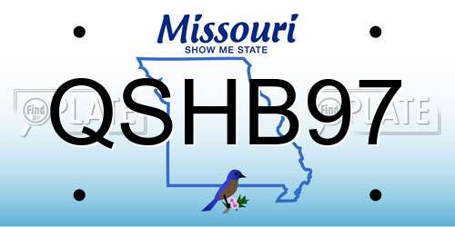 QSHB97 Missouri License Plate