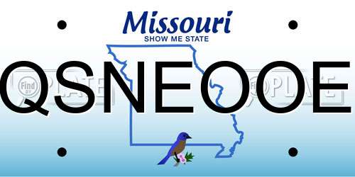 QSNEOOE Missouri License Plate