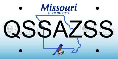 QSSAZSS Missouri License Plate