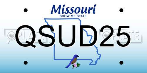 QSUD25 Missouri License Plate