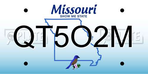 QT5O2M Missouri License Plate