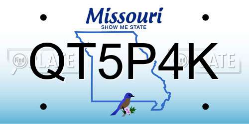 QT5P4K Missouri License Plate