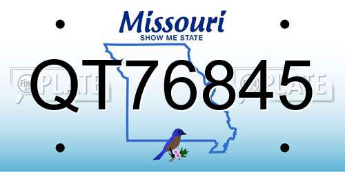 QT76845 Missouri License Plate