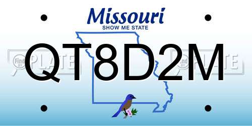 QT8D2M Missouri License Plate