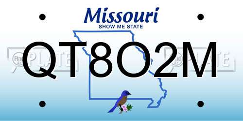 QT8O2M Missouri License Plate