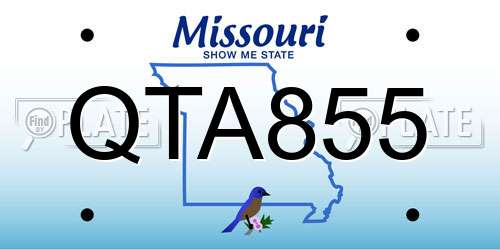 QTA855 Missouri License Plate