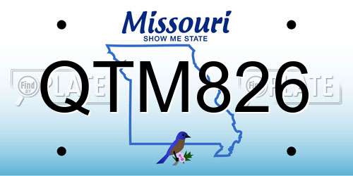 QTM826 Missouri License Plate