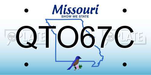 QTO67C Missouri License Plate
