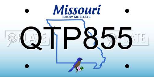 QTP855 Missouri License Plate