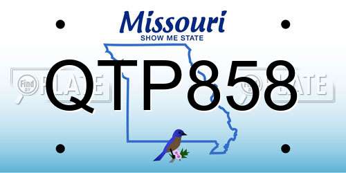 QTP858 Missouri License Plate