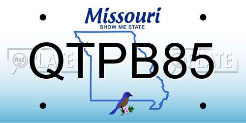 QTPB85 Missouri License Plate