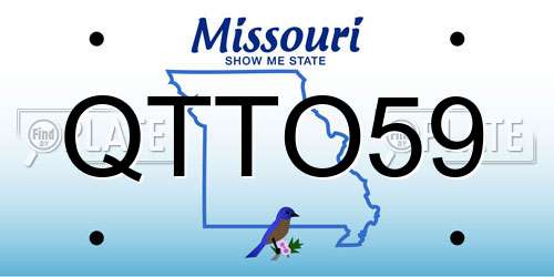 QTTO59 Missouri License Plate