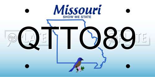 QTTO89 Missouri License Plate