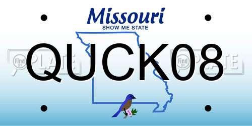 QUCK08 Missouri License Plate