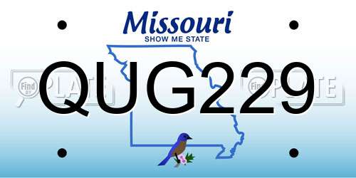 QUG229 Missouri License Plate