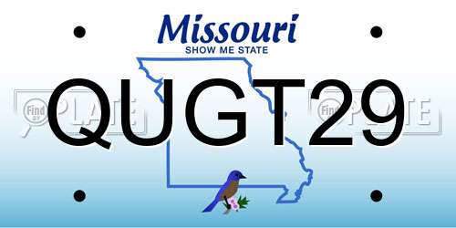 QUGT29 Missouri License Plate