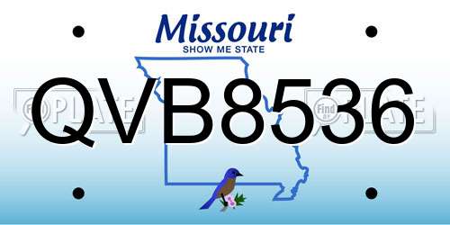 QVB8536 Missouri License Plate