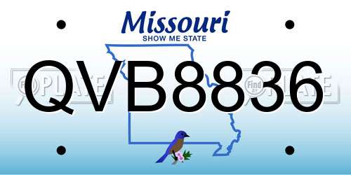 QVB8836 Missouri License Plate