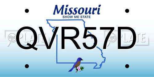 QVR57D Missouri License Plate