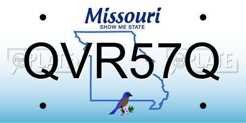 QVR57Q Missouri License Plate