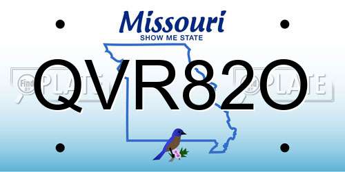 QVR82O Missouri License Plate