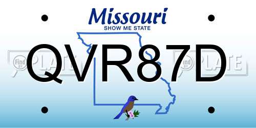 QVR87D Missouri License Plate