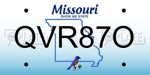 QVR87O Missouri License Plate